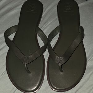 Tory Burch Olive Green Flip-Flop Sandals